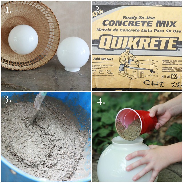 how to make diy cement garden spheres via Kristina J blog