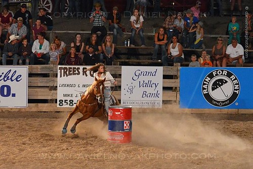 summer horse west sport night evening photo colorado unitedstates action barrel racing photograph round western tuesday co rodeo around tradition americanwest fruita rimrock 2013