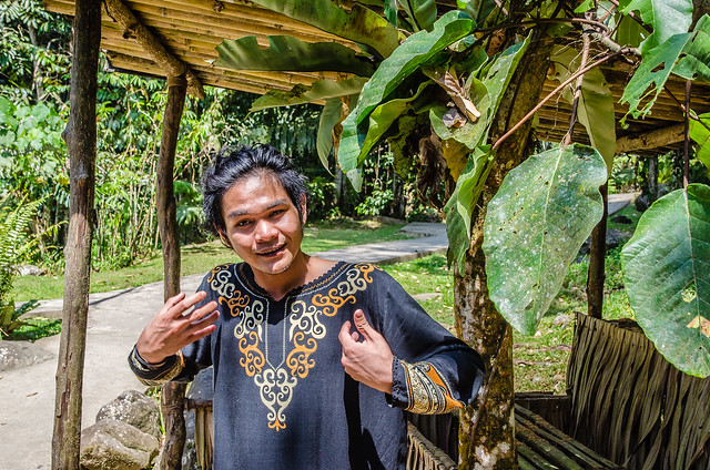 The guide explaining about Mari Mari Cultural Village, Sabah