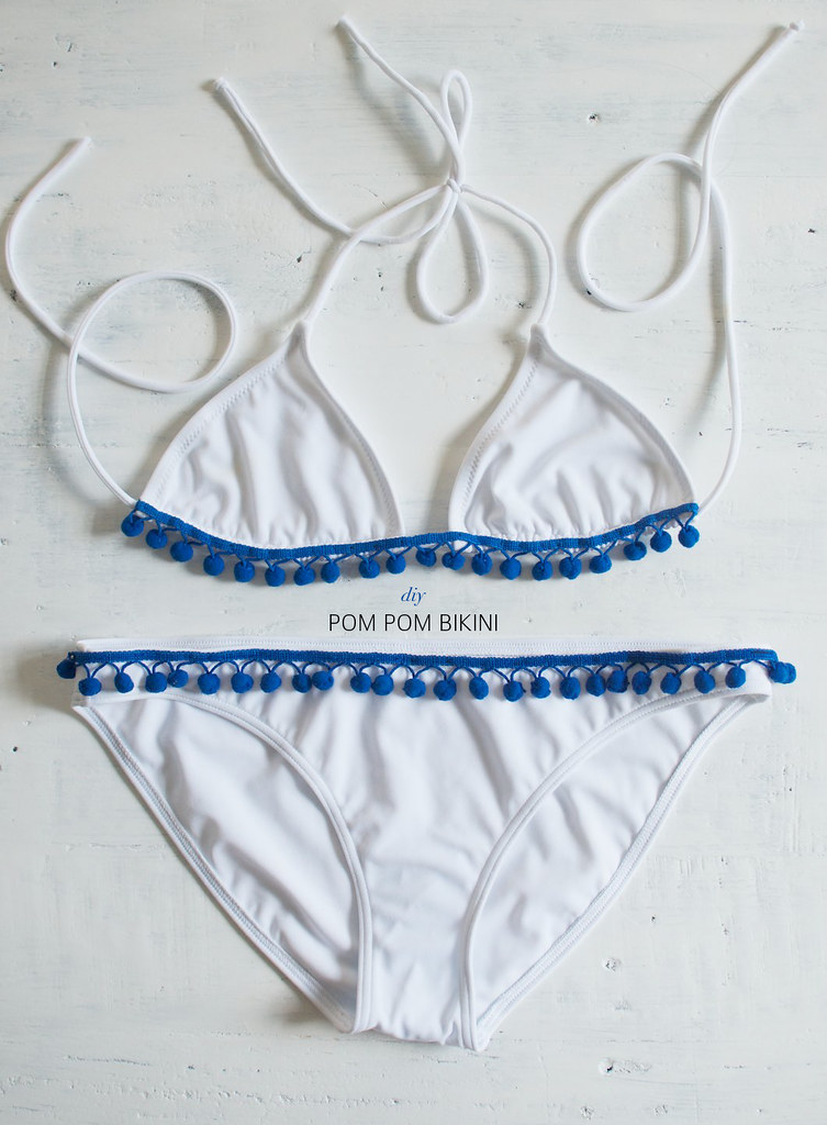 Add a little summer to your kini with some pom pons www.apairandasparediy.com