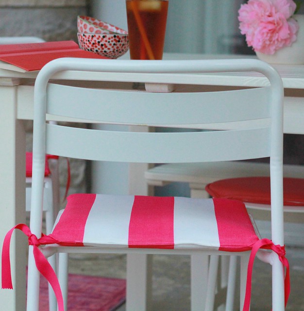 how to make striped patio chair cushions via Kristina J blog