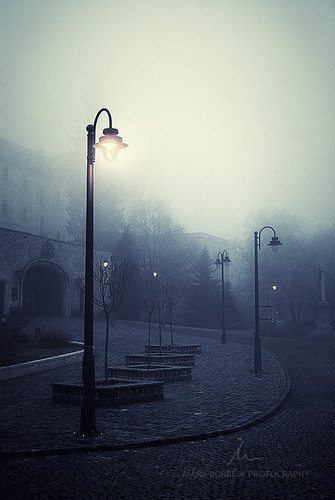 mist abbey fog night landscape hungary cityscape pannonhalma