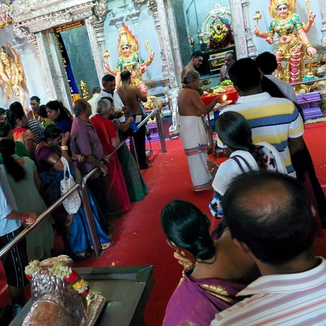 At the Hindu Temple this morning in Little India, Singapore.
