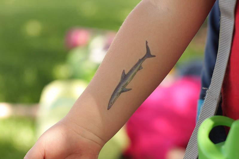 L's shark tattoo