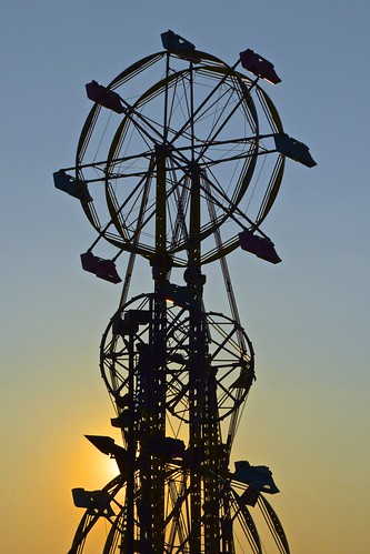 blue columbus sunset ohio sky sun wheel golden state empty fair ferris center double exposition hour midway