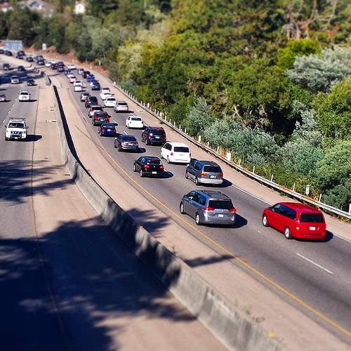 Heavy traffic on Highway 17 Santa Cruz Mountains