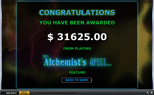 free The Alchemist's Spell free spins prize