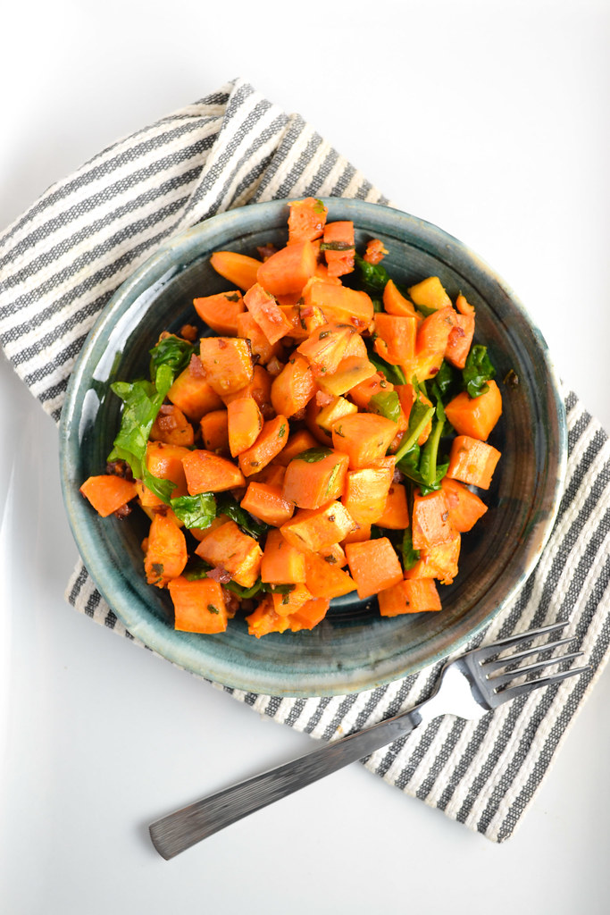 warm brown butter sweet potato, pancetta, and arugula salad | things i made today