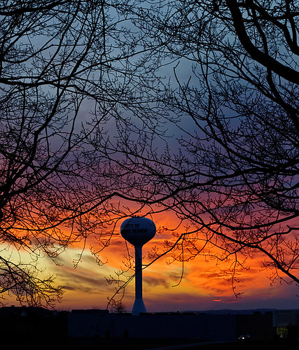 autumn sunset ohio storm tree tower water mount vernon