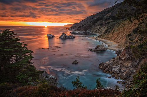 california trees sunset sun coast rocks unitedstates bigsur mcwayfalls
