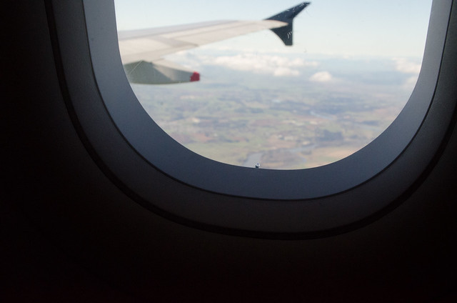 a hole on window in airplane