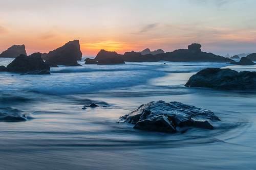 ocean longexposure sunset beach oregon rocks waves harris brookings