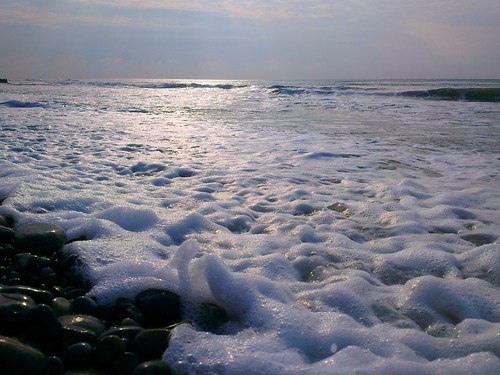 ocean blue sunset white water beautiful denmark evening rocks horizon foam wiev glskagen