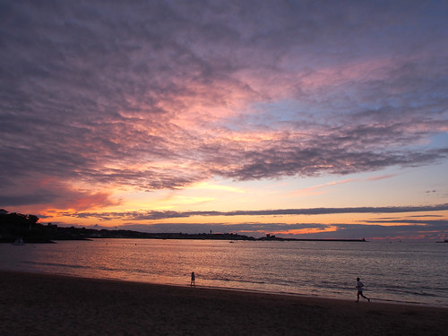 sunset france beach clouds bay dusk olympus 64 paysbasque saintjeandeluz