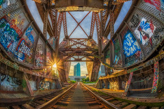 Graffiti and Sun Rays in Cass Street Rail Bridge