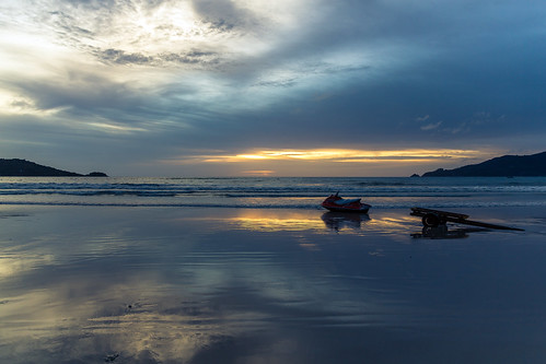 thailand phuket patong beach jetski sunset sea ocean sky clouds shore waves
