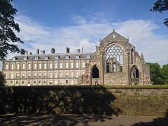 Back of Holyrood Palace with Holyrood Abbey ruins