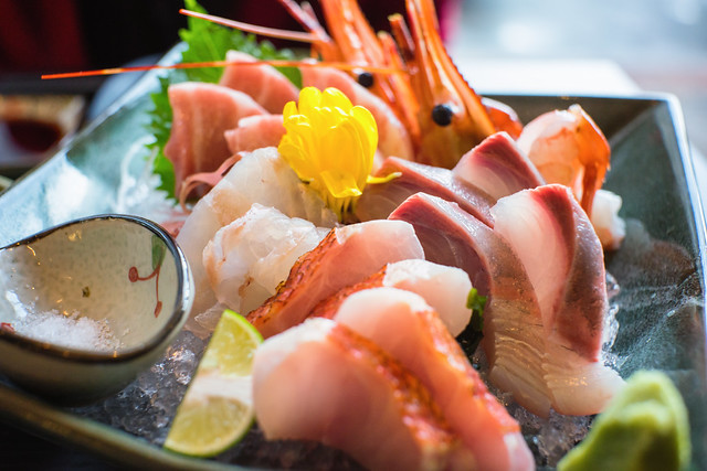 刺身 - 牡丹蝦、吞拿魚腩、金目鯛、左口魚、平政,  Wedding Anniversary Dinner@Shinshu Japanese , 信州日本料理