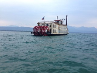 A passenger vessel, Tahoe Queen, ran aground with reportedly 296 passengers aboard, in South Lake Tahoe, Calif., Monday, Aug. 4, 2014.. Members from Coast Guard Sector San Francisco continued the investigation and oversight of salvage efforts of Tahoe Queen Tuesday, Aug. 5, 2014.