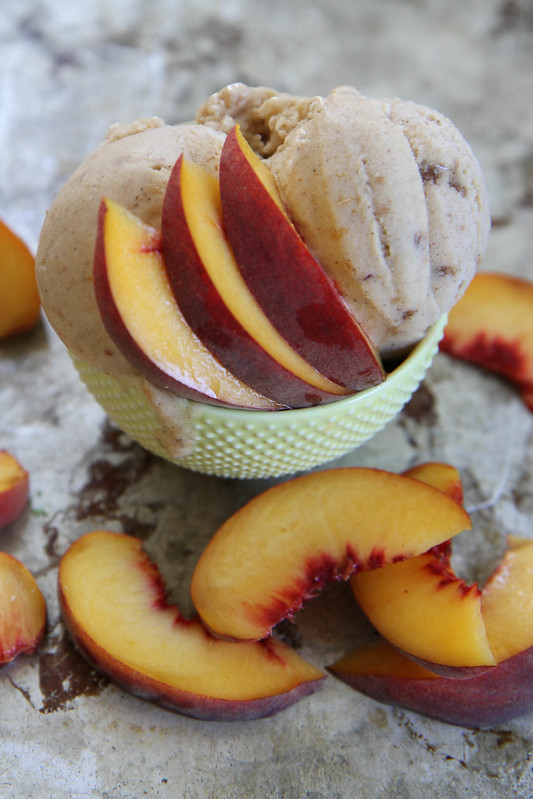 Peach and Cinnamon Caramel Ice Cream- Vegan