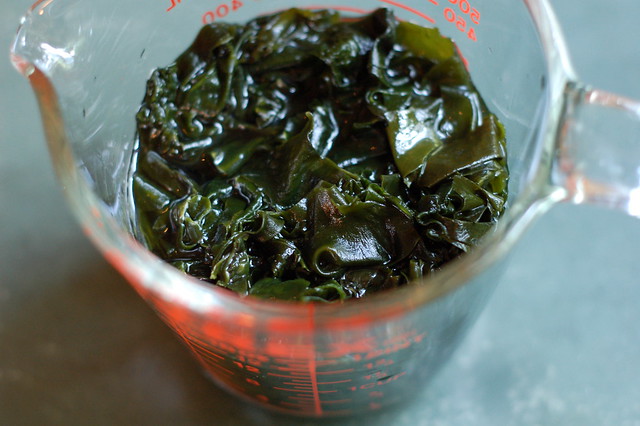 Soaking the dried wakame seaweed by Eve Fox, The Garden of Eating, copyright 2014