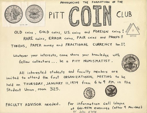 Pitt Coin Club flyer