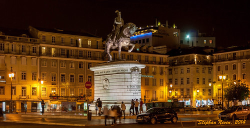 city light portugal statue night lisboa lisbon joao praca