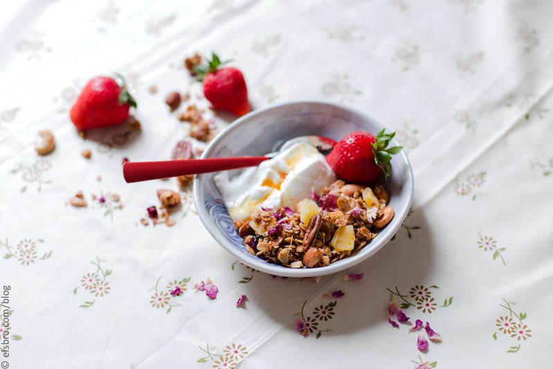Rose Petal Granola with Dried Fruit