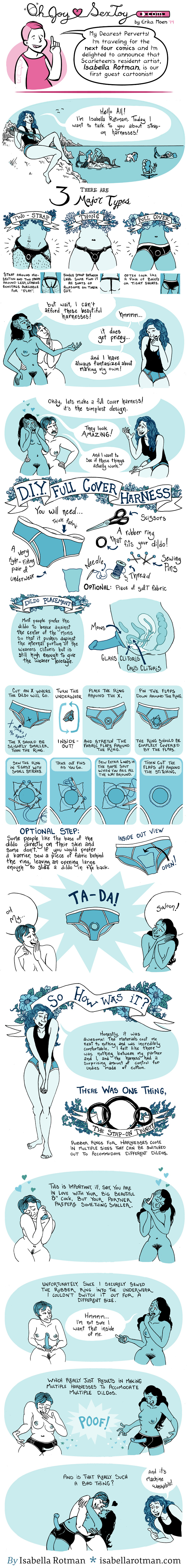 a comic details how to make your own strap-on harness