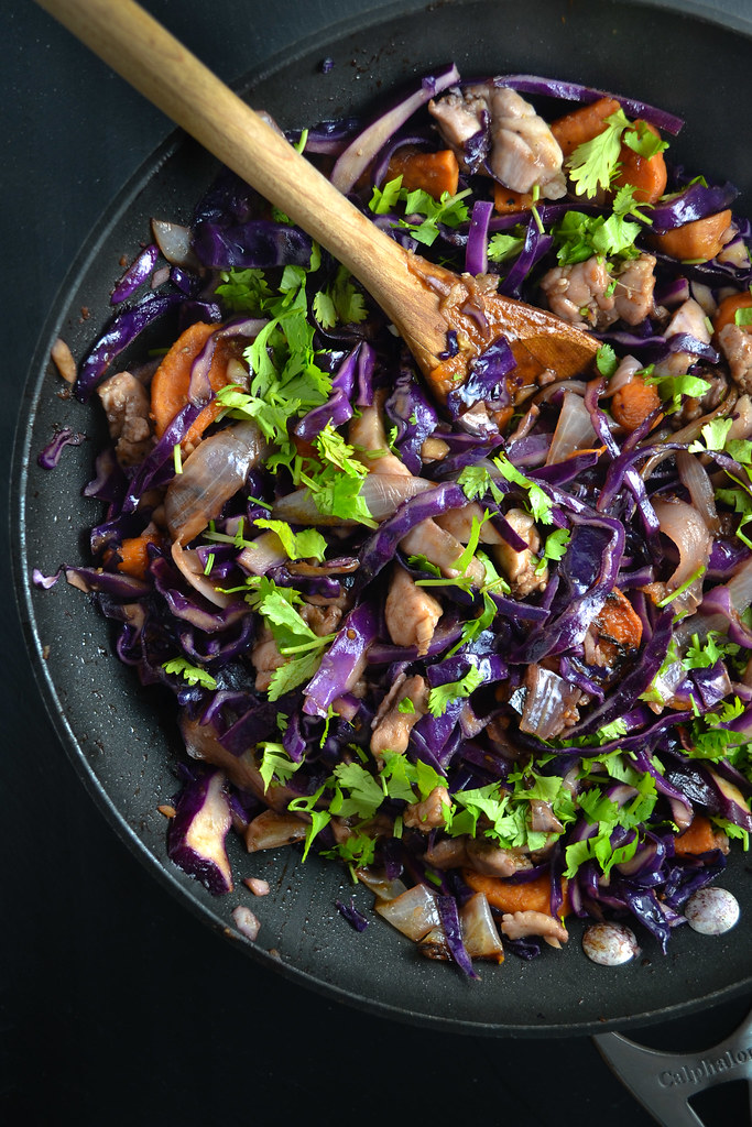 Red Cabbage, Sweet Potato, and Chicken Stir Fry | Things I Made Today