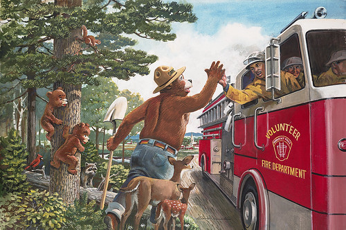 High Five for Fire Protection, Rudy Wendelin painting, 1996.