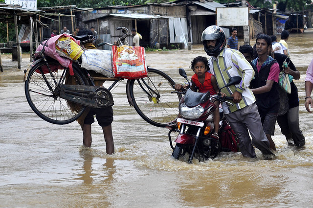 The flood affected the people struggles their way in Boko and Chaygaon area in Assam's Kamrup district.