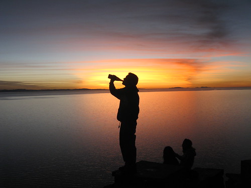 sunset lake bolivia