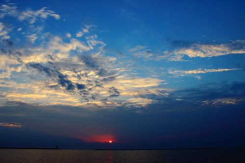 blue sky water sunrise michigan huron harborbeach