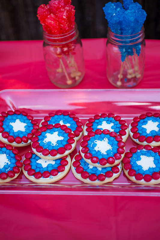 Captain America Party Shield Cookies #HeroesEatMMs #Shop