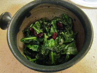 Wilted Baby Spinach with Dried Cranberries