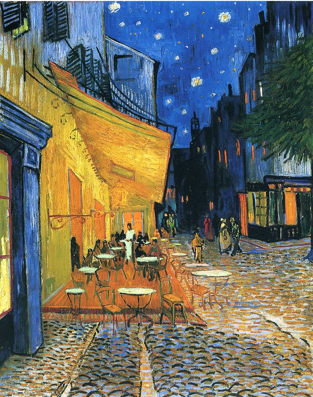 Café Terrace at Night, Place du Forum, Arles, by Vincent Van Gogh, 1888