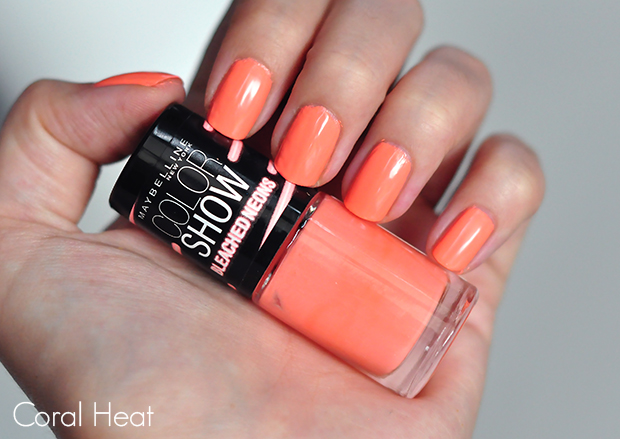 stylelab beauty blog Maybelline Color Show Bleached Neons nail polish Coral Heat swatch 1