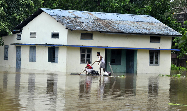 The flood affected the people struggles their way in Boko and Chaygaon area in Assam's Kamrup district.