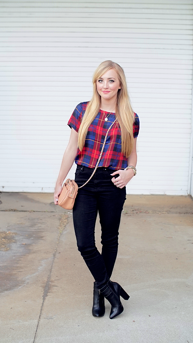 how to style a plaid blouse