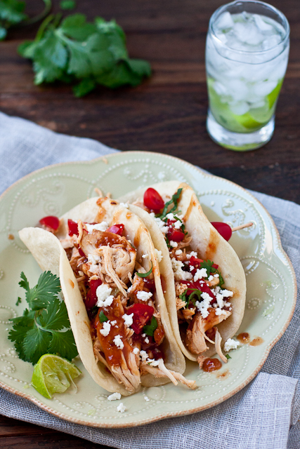Slow Cooker Honey Chipotle Chicken Tacos and Enchiladas