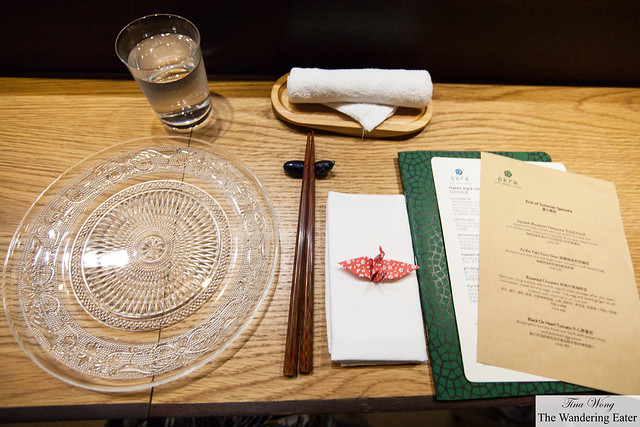 Table setting at the sushi bar