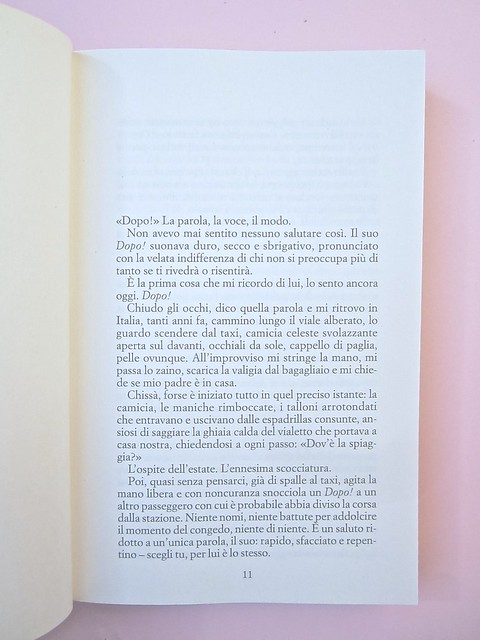 André Aciman, Chiamami col tuo nome. Guanda 2014. grafica di Guido Scarabottolo; illustrazione Giovanni Mulazzani. Incipit (part.), 1