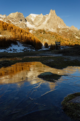 automne eau glace montagne paysage reflet soleil autumn fall landscape water ice mountain sunset sun reflection