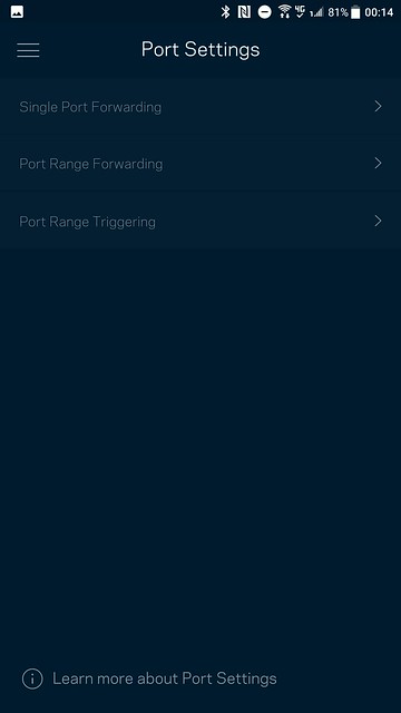 Velop App - Port Settings