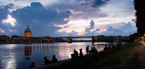 city sunset clouds river toulouse garonne