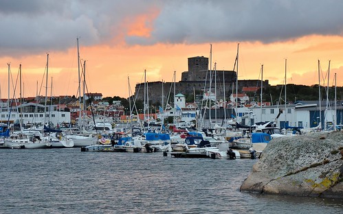 city sunset sea sky orange cloud castle island boat cloudy sweden va marstrand västragötaland kungälv