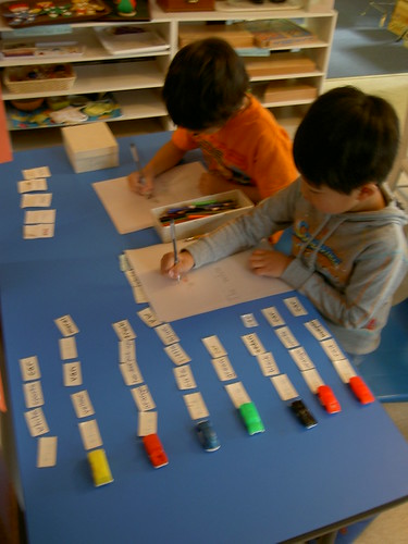 Toy Cars Reading and Grammar Work (Photo from Inspired Montessori and Arts at Dundee Montessori)