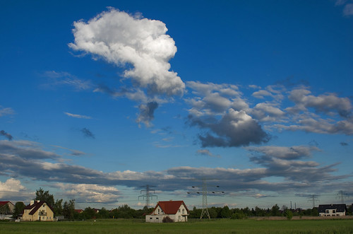 houses sunset clouds poland polska fields pola chmury domy zmierzch światłocień chairscuro
