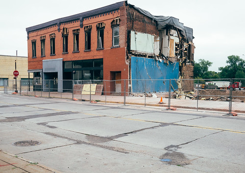 street building abandoned wisconsin architecture downtown decay destruction progress demolition eauclaire barstow toreup fromthefloorup